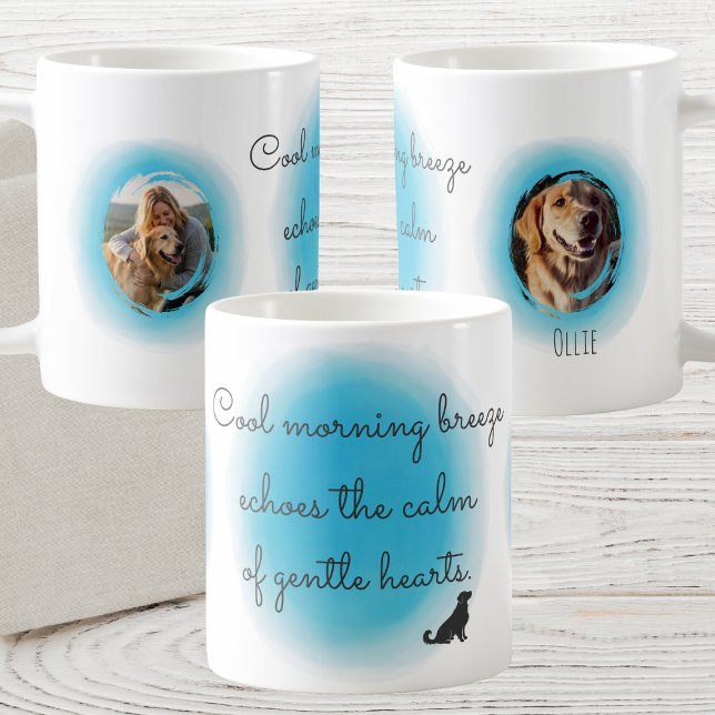 Pastel Blue Golden Retriever Custom Photo & Name Kaffeetasse (Von Creator hochgeladen)