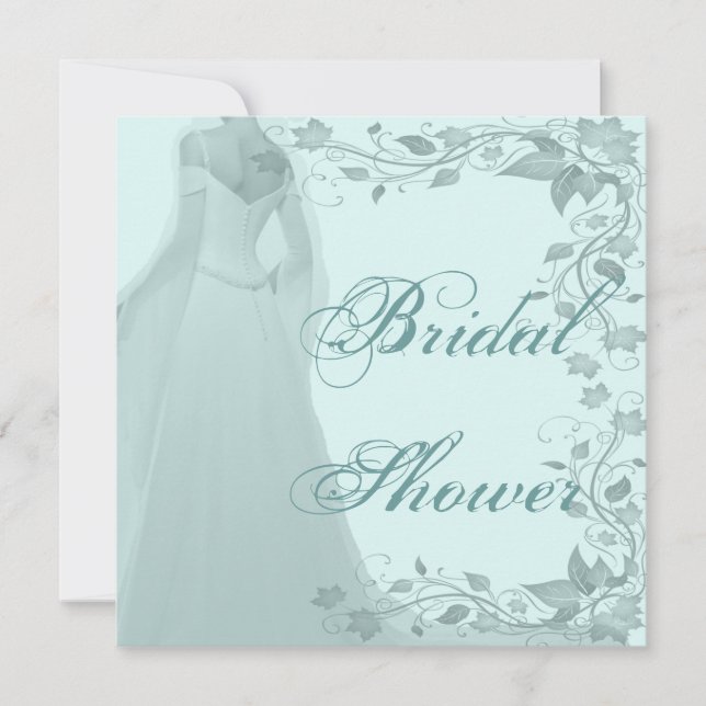 Pastel Blue Gown & Vines Brautparty Einladung (Vorderseite)