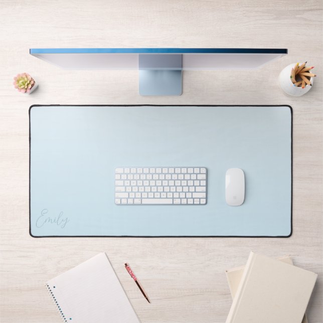 Pastel Blue Gradient Calligraphy Personalized Schreibtischunterlage (Büro 1)