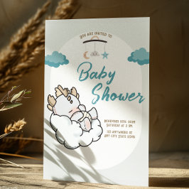 Pastel Blue Gray Schlafen Cloud Baby Dragon Einladung