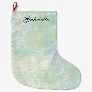 Pastel Blue Green Abstrakt Personalisiert Großer Weihnachtsstrumpf
