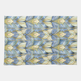 PASTEL BLUE GREEN GOLD ART DECO PATTER GESCHIRRTUCH