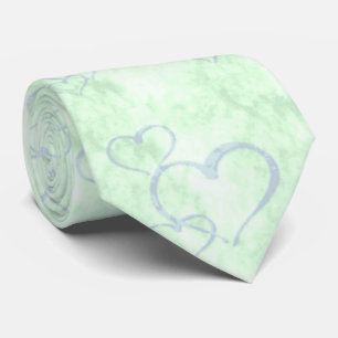 Pastel Blue Green Valentine Hearts Krawatte Männer