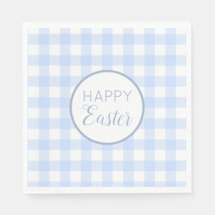 Pastel Blue Happy Oaster Kariertes Muster Serviette
