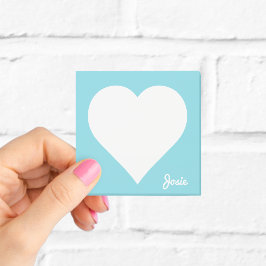 Pastel Blue Heart Sticky Notes mit Name Post-it Klebezettel