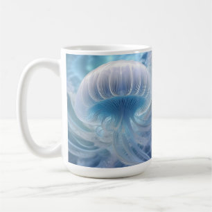 Pastel Blue Jellyfish Fraktal Kunst im Wasser Kaffeetasse