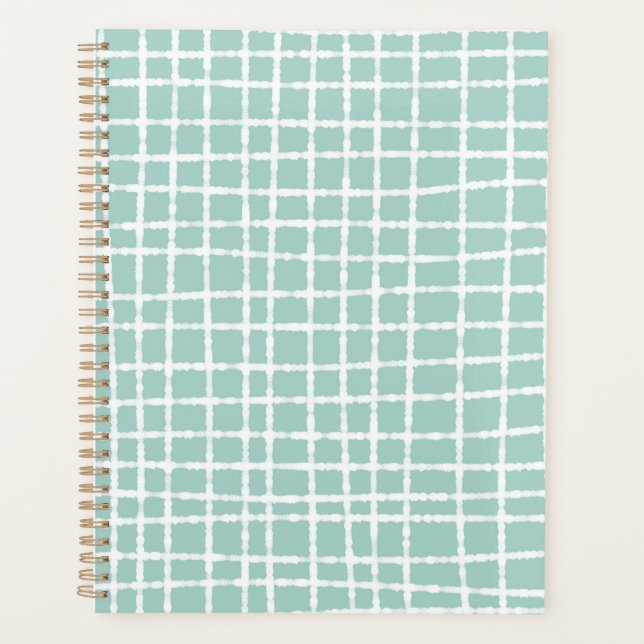 Pastel Blue Karo Pattern Soft und stilvoll Planer (Vorderseite)