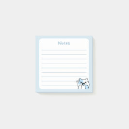 Pastel Blue Kawaii Chibi Laughing kitty Cat Post-it Klebezettel
