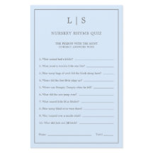 Pastel Blue Kinderzimmer Rhyme Quiz Baby Showspiel