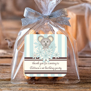 Pastel Blue Koala Babydusche   KINDERGEBURTSTAG Quadratischer Aufkleber