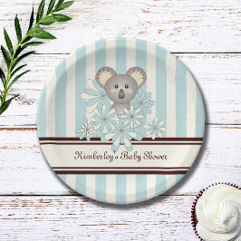 Pastel Blue Koala Kindergeburtstag / Boy Baby Dusc Pappteller