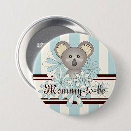 Pastel Blue Koala Mommy-to-be Boy Baby Shower Button