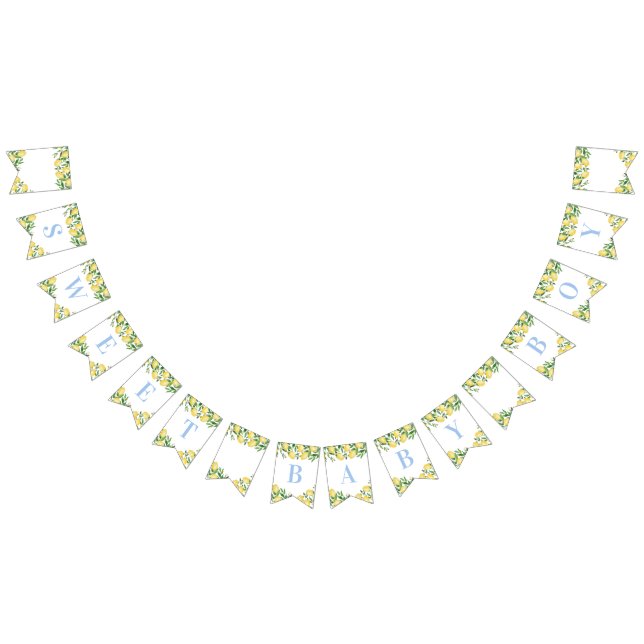 Pastel Blue Lemons Sweet Boy Baby Dusche Wimpelkette (Alle)