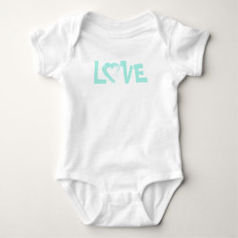 Pastel Blue Liebe Heart Baby Bodysuit Strampler