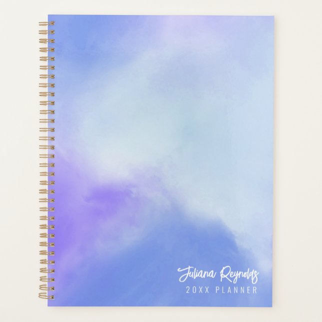 Pastel Blue & Lila Abstrakt Art Planner Planer (Vorderseite)