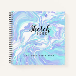 Pastel Blue Lila Fluid Art Sketch Notizbuch