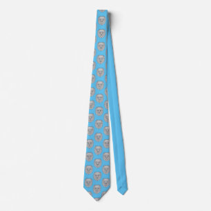 Pastel Blue Lion Head Pattern Neck Tie Krawatte