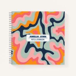 Pastel Blue Liquid Retro Colors CustomNotebook Notizbuch
