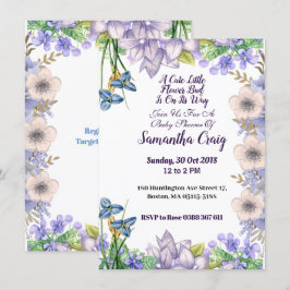 Pastel Blue Little Blume Bud Floral Baby Dusche Einladung