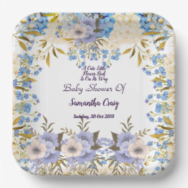 Pastel Blue Little Blume Bud Floral Baby Dusche Pappteller