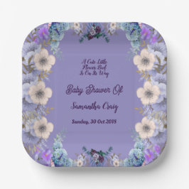 Pastel Blue Little Blume Bud Lilac Babydusche Pappteller