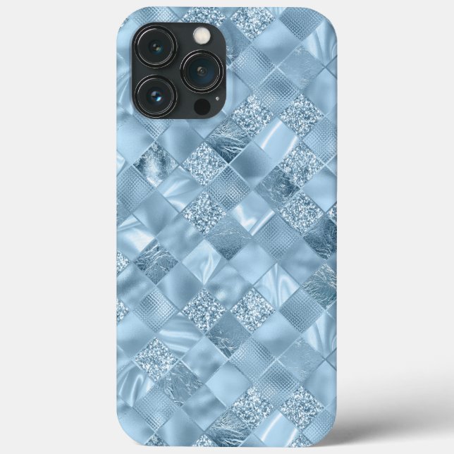 Pastel Blue Metallic Chic Eleganter Glitzer Case-Mate iPhone Hülle (Rückseite)