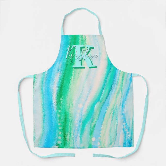 Pastel Blue Oceanscape Alcohol Ink Schürze (Vorderseite)