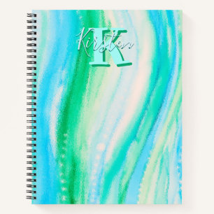 Pastel Blue Oceanscape Alkohol Tinte Notizbuch