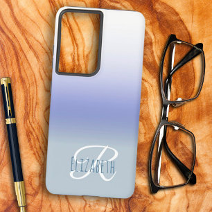Pastel Blue Ombre Anfangsbuchstaben Monogram Samsung Galaxy Hülle