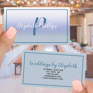 Pastel Blue Ombre Initial Letter Monogram Stilvoll Visitenkarte