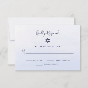 Pastel Blue Ombre Watercolor Bat Mitzvah RSVP Karte