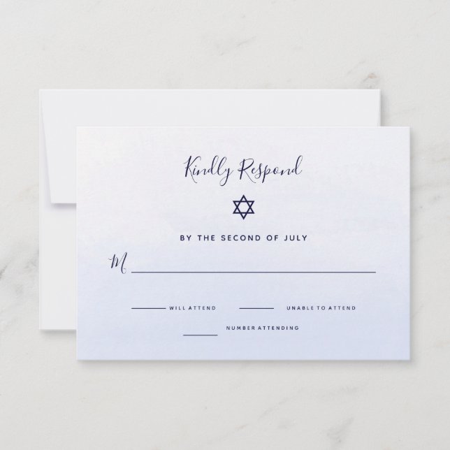 Pastel Blue Ombre Watercolor | Bat Mitzvah RSVP Karte (Vorderseite)