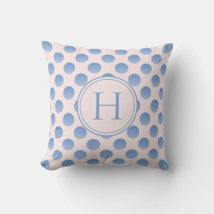 Pastel Blue Polka Dots Custom Monogram Kissen