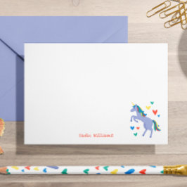 Pastel Blue Rainbow Unicorn Kids Persönlicher Hinw Dankeskarte