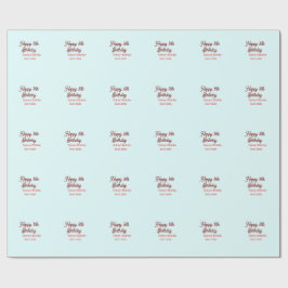 Pastel blue red happy 16th birthday name date eleg geschenkpapier