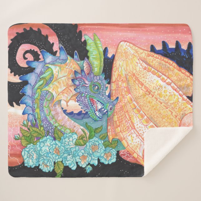 Pastel Blue Rose Dragon Sherpadecke (Vorderseite (Horizontal))