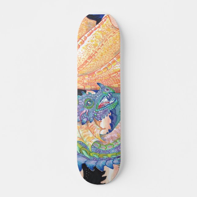 Pastel Blue Rose Dragon Skateboard (Vorne)