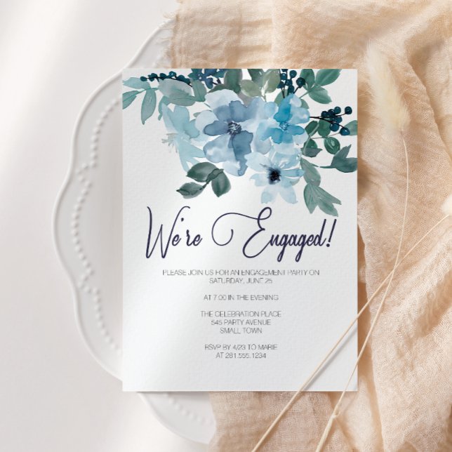 Pastel Blue Rose hinzufügen Fotobindungspartei Einladung (Von Creator hochgeladen)