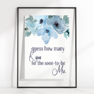 Pastel Blue Rosen Floral Guess Wie viele Kisses Ga Poster