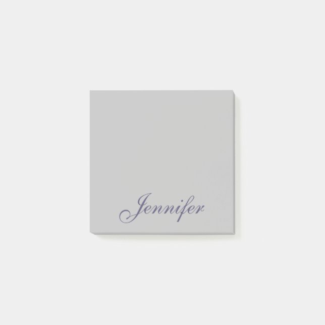 Pastel Blue Script Monogram Name Post-it Klebezettel (Vorderseite)