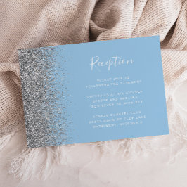Pastel Blue Silver Glitzer Hochzeitsempfang Enclo Begleitkarte