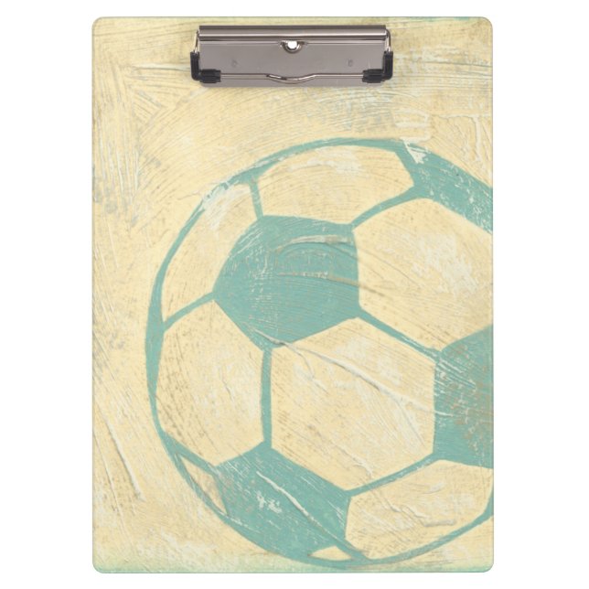 Pastel Blue Soccer Ball von Chariklia Zarris Klemmbrett (Vorderseite)