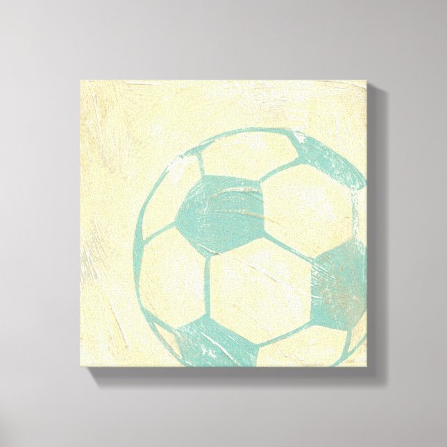 Pastel Blue Soccer Ball von Chariklia Zarris Leinwanddruck (Vorderseite)