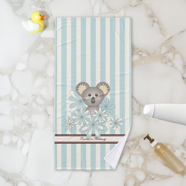 Pastel Blue Stripe Niedlich Baby Koala Kinder Badhandtuch Set (Von Creator hochgeladen)