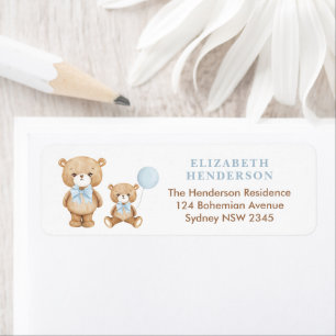 Pastel Blue Teddy Bear Balloon Baby Rücksendeadres