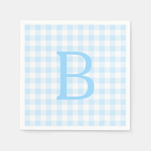 Pastel Blue und White Gingham Monogram Serviette