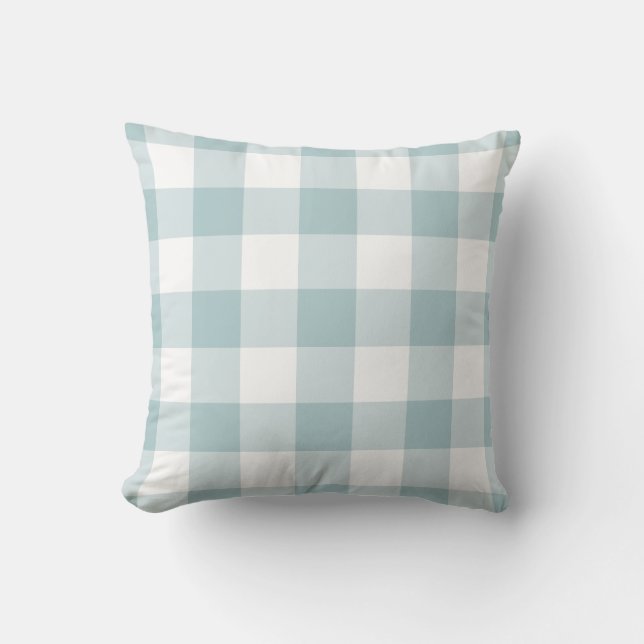 Pastel Blue und White Gingham Pattern Kissen (Vorderseite)