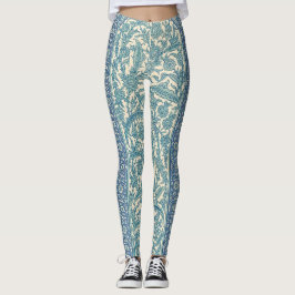Pastel Blue Vintag Arabisch Rug Botanisches Muster Leggings