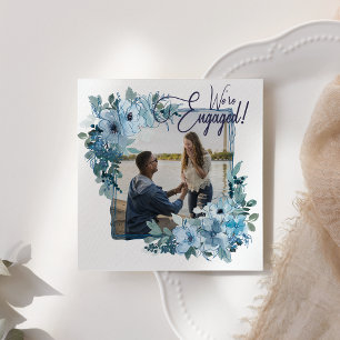 Pastel Blue Watercolor Rose Elegante Verlobung