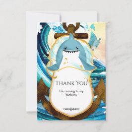 Pastel Blue Whimsical Shark Birthday Dankeskarte